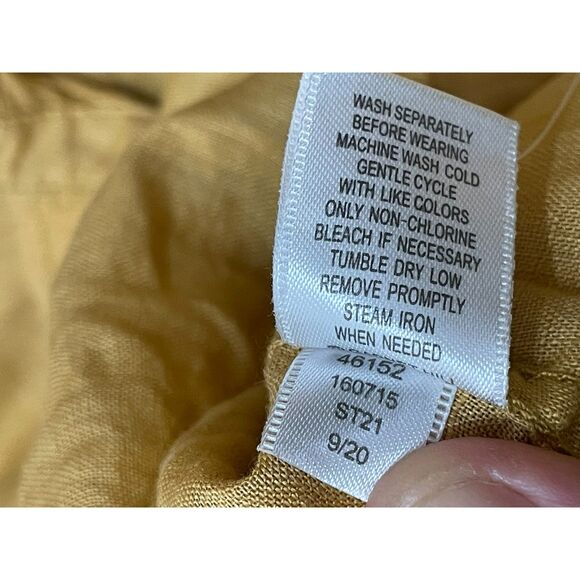 Garnet Hill Women's 12 Yellow Button-Up 100% Linen Shirt Casual Chic Boho Blouse - Picture 4 of 9